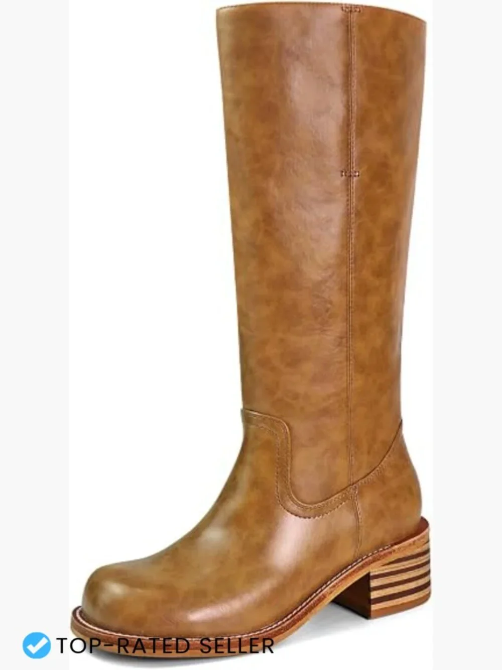 Women's Knee High Boots Square Toe Chunky Block Heel Pull-On Low Heel Comfort